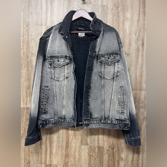 Ksubi Black Faded Denim Jacket with Distressed Collar - Picture 1 of 15